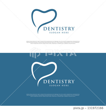 Creative dental abstract logo template design. Logo for dentist, clinic center, dental care and business. Creative dental abstract logo template design. Logo for dentist, clinic center, dental care and business. 131972166