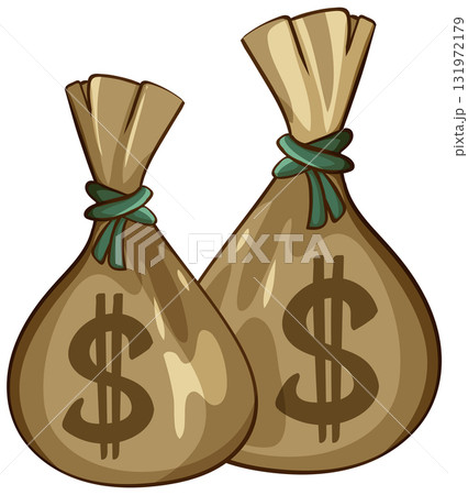 Two Money Bags with Dollar Signs Vector Illustration 131972179