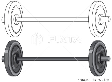 Vector Illustration of Barbell in Outline and Shaded Styles Vector Illustration of Barbell in Outline and Shaded Styles 131972186