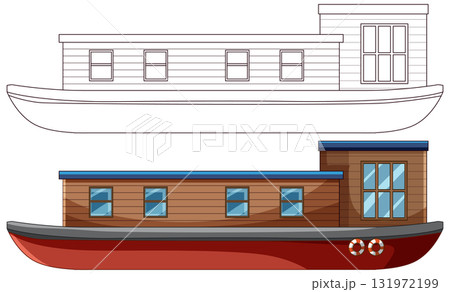 Vector Illustration of Dutch Houseboat Side View Vector Illustration of Dutch Houseboat Side View 131972199