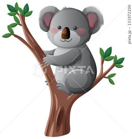 Cute Koala Sitting on Tree Branch Vector Illustration 131972200