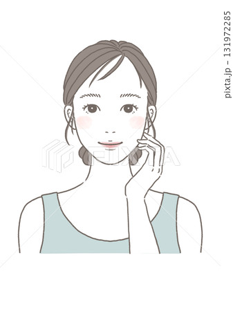正面を向いた素肌の女性の美容イメージイラスト 正面を向いた素肌の女性の美容イメージイラスト 131972285