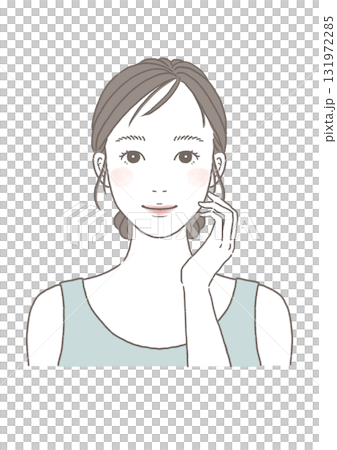 Beauty image illustration of a bare-skinned woman facing forward 131972285