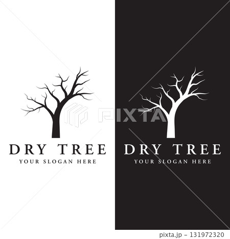 Dead tree silhouette logo template design with dry branches. 131972320