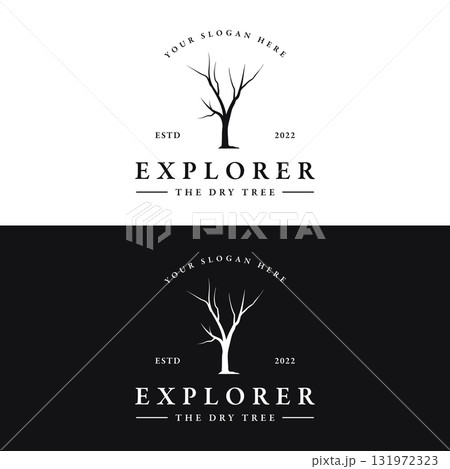Dead tree silhouette logo template design with dry branches. Dead tree silhouette logo template design with dry branches. 131972323