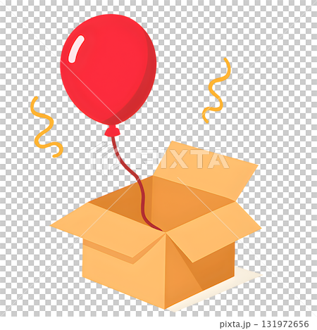 Surprise Balloons Popping Out of a Simple Cardboard Box 131972656