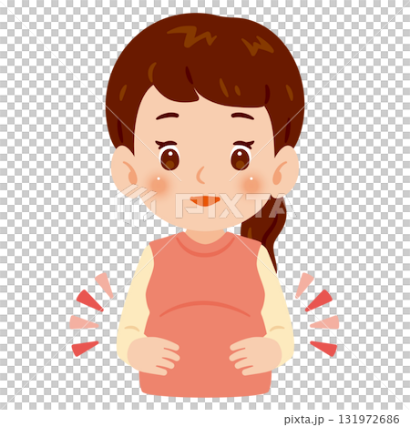 胎動を感じる妊婦さん 上半身イラスト 胎動を感じる妊婦さん 上半身イラスト 131972686
