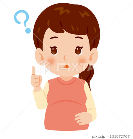疑問を持つ妊婦さん　上半身イラスト 131972707