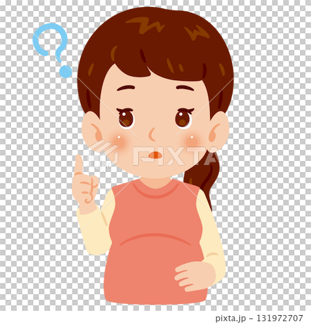 Pregnant woman with doubts upper body illustration 131972707