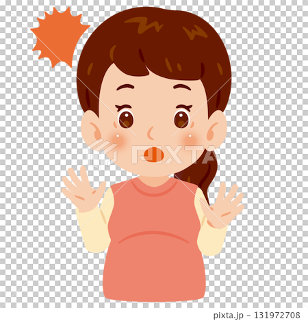 Surprised pregnant woman upper body illustration 131972708