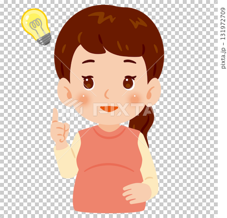 Inspirational pregnant woman upper body illustration 131972709