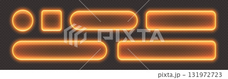 Glossy neon buttons, transparent banners made from glass. Glossy neon buttons, transparent banners made from glass. 131972723