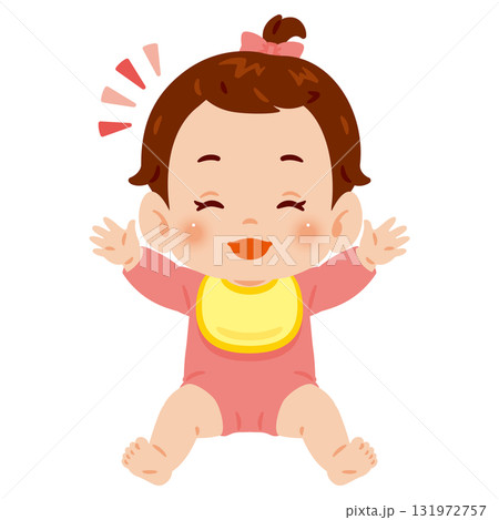 笑顔な女の子の赤ちゃん 全身イラスト 笑顔な女の子の赤ちゃん 全身イラスト 131972757