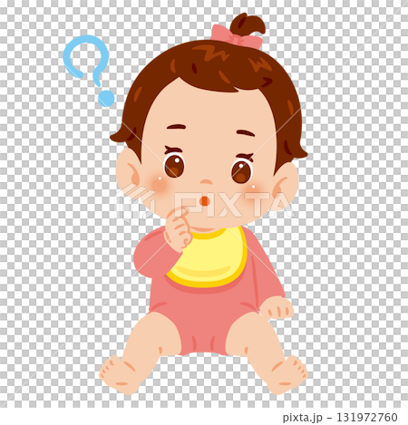 Baby girl with doubts - full body illustration Baby girl with doubts - full body illustration 131972760
