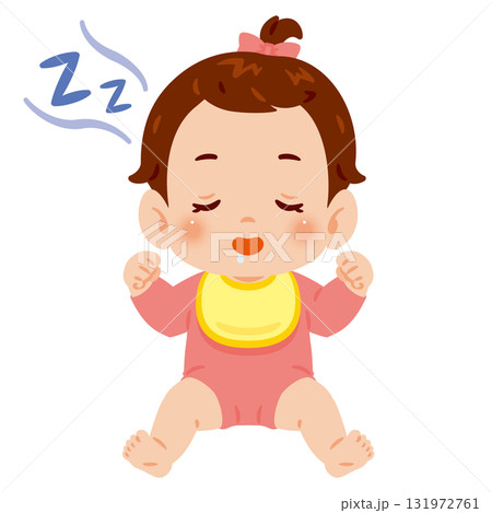 眠る女の子の赤ちゃん 全身イラスト 眠る女の子の赤ちゃん 全身イラスト 131972761