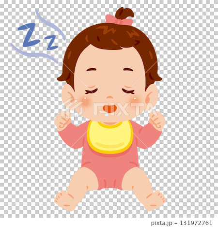 眠る女の子の赤ちゃん 全身イラスト 眠る女の子の赤ちゃん 全身イラスト 131972761