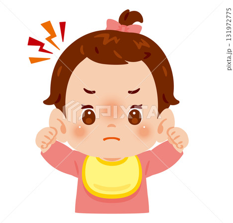 怒る女の子の赤ちゃん 上半身イラスト 怒る女の子の赤ちゃん 上半身イラスト 131972775