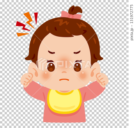 怒る女の子の赤ちゃん 上半身イラスト 怒る女の子の赤ちゃん 上半身イラスト 131972775
