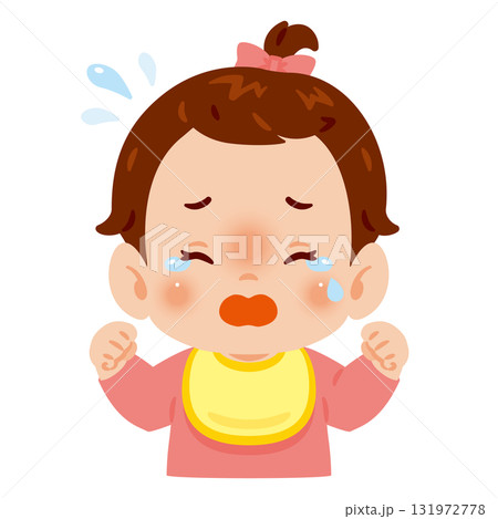 泣く女の子の赤ちゃん 上半身イラスト 泣く女の子の赤ちゃん 上半身イラスト 131972778