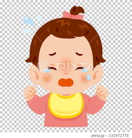 泣く女の子の赤ちゃん 上半身イラスト 泣く女の子の赤ちゃん 上半身イラスト 131972778
