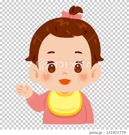 案内する女の子の赤ちゃん 上半身イラスト 案内する女の子の赤ちゃん 上半身イラスト 131972779