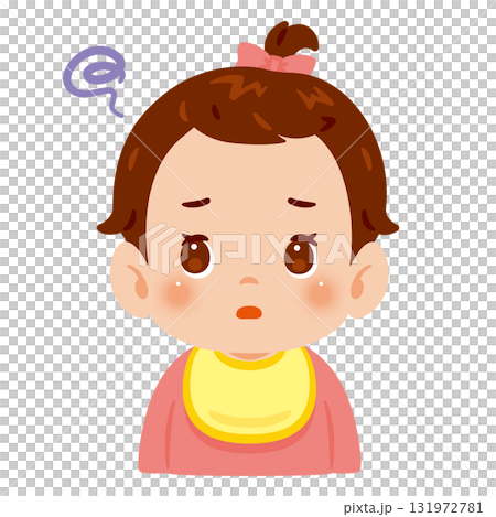 困る女の子の赤ちゃん　上半身イラスト 131972781