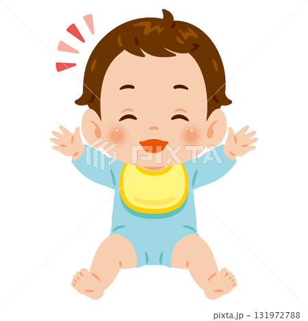 笑顔な男の子の赤ちゃん　全身イラスト 131972788