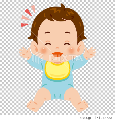 微笑的男嬰全身插圖 131972788