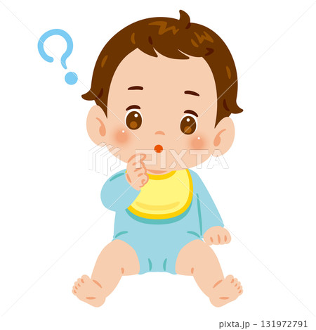 疑問を持つ男の子の赤ちゃん 全身イラスト 疑問を持つ男の子の赤ちゃん 全身イラスト 131972791