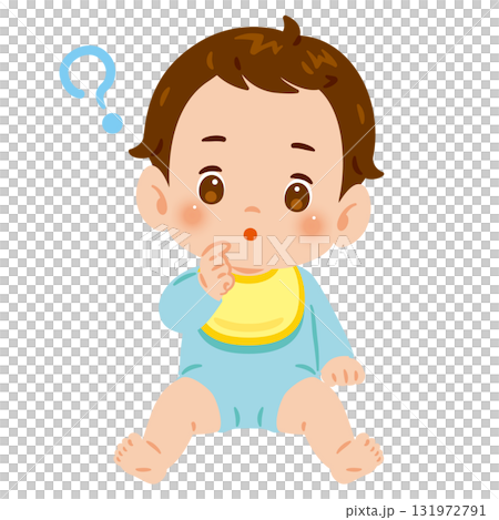 疑問を持つ男の子の赤ちゃん 全身イラスト 疑問を持つ男の子の赤ちゃん 全身イラスト 131972791