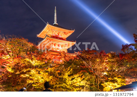 ライトアップされた三重塔 131972794