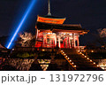ライトアップされた仁王門と三重塔 131972796