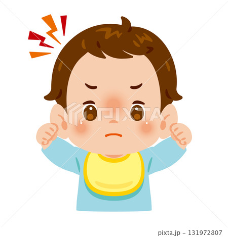 怒る男の子の赤ちゃん　上半身イラスト 131972807