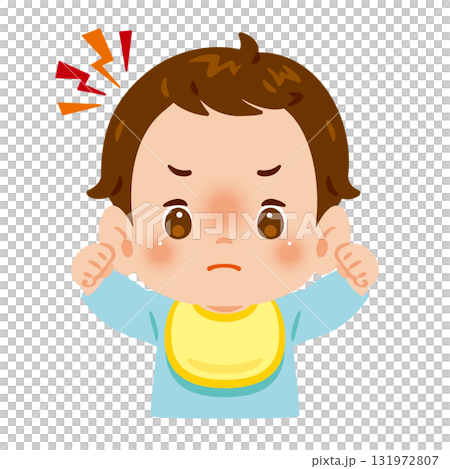 怒る男の子の赤ちゃん　上半身イラスト 131972807