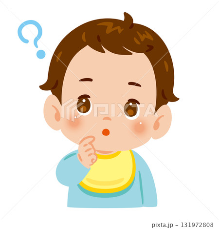疑問を持つ男の子の赤ちゃん 上半身イラスト 疑問を持つ男の子の赤ちゃん 上半身イラスト 131972808