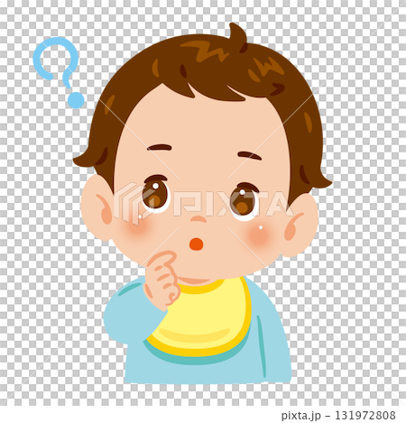 疑問を持つ男の子の赤ちゃん 上半身イラスト 疑問を持つ男の子の赤ちゃん 上半身イラスト 131972808