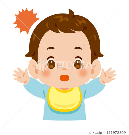 驚く男の子の赤ちゃん　上半身イラスト 131972809