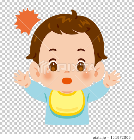 驚く男の子の赤ちゃん　上半身イラスト 131972809