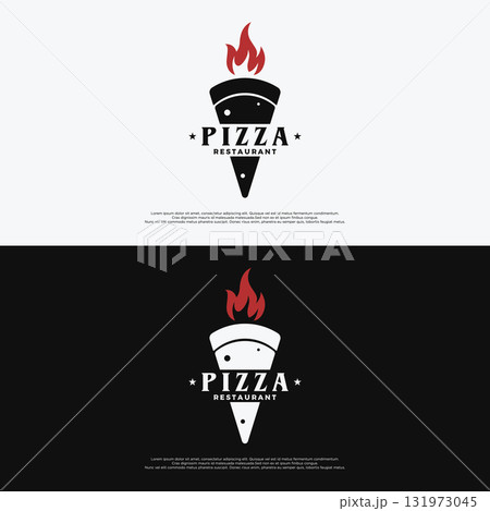 Retro vintage pizza or pizzeria logo template design with crossed shovels.Logo for business, restaurant, label and badge. Retro vintage pizza or pizzeria logo template design with crossed shovels.Logo for business, restaurant, label and badge. 131973045