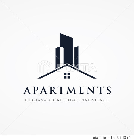 Logo design for a modern and luxurious apartment building or homestay. Logo for business, real estate, hotels and architecture. Logo design for a modern and luxurious apartment building or homestay. Logo for business, real estate, hotels and architecture. 131973054