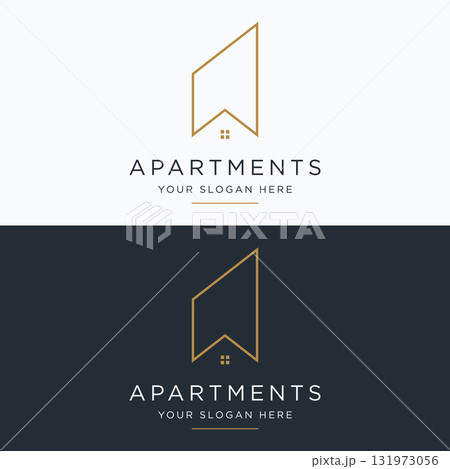Logo design for a modern and luxurious apartment building or homestay. Logo for business, real estate, hotels and architecture. 131973056