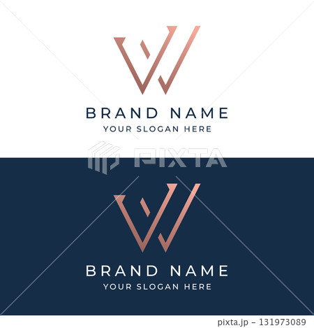 Modern and luxurious geometric W initial letter logo element. Logo for business, letter, business card, brand and company. 131973089