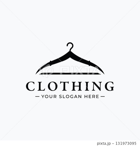 Simple coat hanger logo template design with creative idea.Logo for business, boutique, fashion, beauty. Simple coat hanger logo template design with creative idea.Logo for business, boutique, fashion, beauty. 131973095
