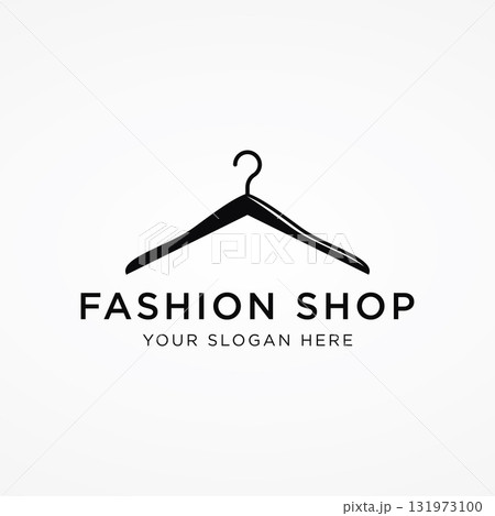 Simple coat hanger logo template design with creative idea.Logo for business, boutique, fashion, beauty. 131973100