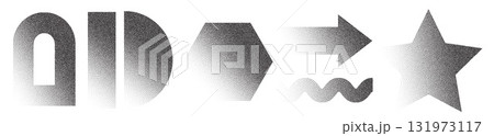 Retro halftone star and geometric arrows with gradient Retro halftone star and geometric arrows with gradient 131973117