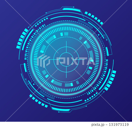 High-Tech UI Layout Featuring Crosshair and HUD Elements 131973119