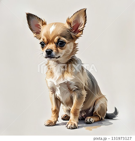 チワワの子犬が座っている可愛いイラスト チワワの子犬が座っている可愛いイラスト 131973127