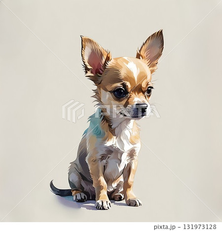 おすわりするチワワ子犬 おすわりするチワワ子犬 131973128