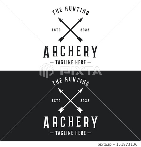 Archery or arrowshead retro vintage design logo.Logo for hunting , labels , badges and business. 131973136