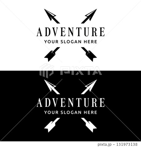 Archery or arrowshead retro vintage design logo.Logo for hunting , labels , badges and business. 131973138